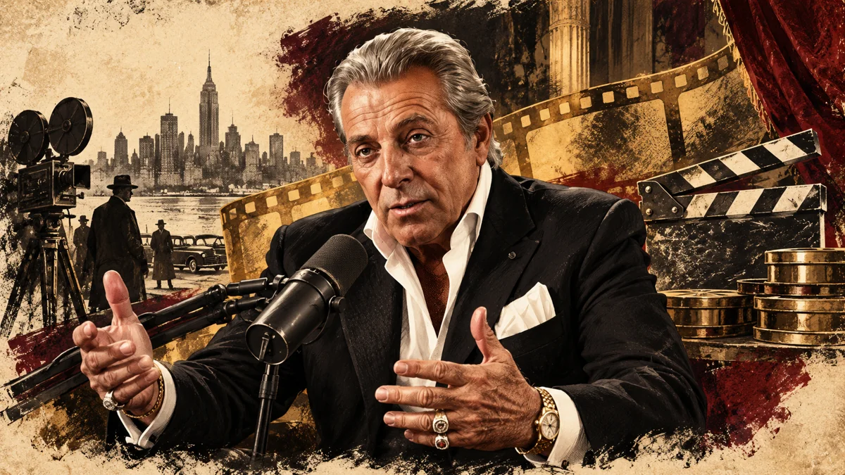 Illustrated editorial portrait of Gianni Russo for PBD Podcast